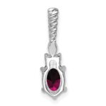 14K White Gold Diamond and 7x5 Oval June/Rhodolite Garnet Twisted Chain Slide - Image 3