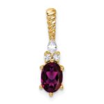 14K Diamond and 7x5 Oval June/Rhodolite Garnet Twisted Chain Slide
