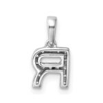 14K  White Gold Diamond Letter R Initial with Bail Pendant - Image 3