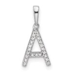 14K White Gold Diamond Letter A Initial Pendant