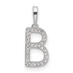 14K White Gold Diamond Letter B Initial Pendant