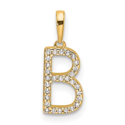 14K Diamond Letter B Initial Pendant