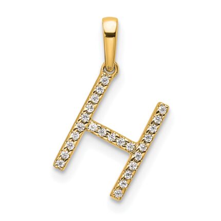 14K Diamond Letter H Initial Pendant