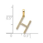 14K Diamond Letter H Initial Pendant - Image 4