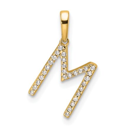 14K Diamond Letter M Initial Pendant