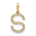 10K Diamond Letter S Initial Pendant