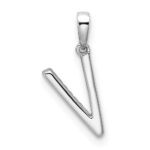 14K White Gold Diamond Letter V Initial Pendant - Image 3