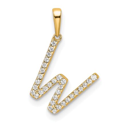 14K Diamond Letter W Initial Pendant