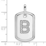 14K White Gold Diamond Initial B Dog Tag Charm - Image 4