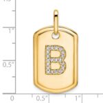 14K Diamond Initial B Dog Tag Charm - Image 2
