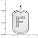 14K White Gold Diamond Initial F Dog Tag Charm - Image 4