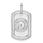 14K White Gold Diamond Initial G Dog Tag Charm - Image 3