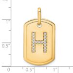 14K Diamond Initial H Dog Tag Charm - Image 2