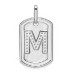 14K White Gold  Diamond Gold Initial M Dog Tag Charm - Image 3