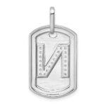 14K White Gold  Diamond Initial N Dog Tag Charm - Image 3