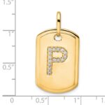 14K Diamond Initial P Dog Tag Charm - Image 2