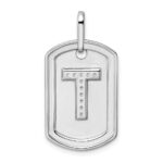 14K White Gold  Diamond Initial T Dog Tag Charm - Image 3