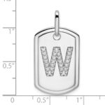 14K White Gold  Diamond Initial W Dog Tag Charm - Image 4