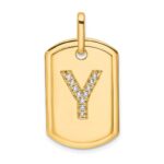 14K Diamond Initial Y Dog Tag Charm