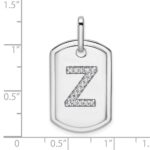 14K White Gold  Diamond Initial Z Dog Tag Charm - Image 4