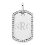 14k White Gold Personalized Diamond Dog Tag Charm - Image 6