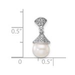 14K White Gold Polished 1/8 carat Diamond and White Freshwater Cultured Pearl Chain Slide - Image 4