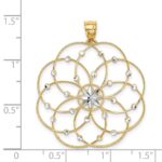 14k and White Rhodium Diamond-cut Spiral Circle Pendant - Image 3