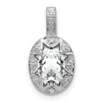 Sterling Silver Rhodium-plated Diam. & White Topaz Pendant