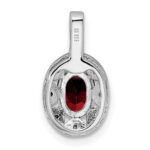 Sterling Silver Rhodium-plated Diam. & Garnet Pendant - Image 3