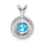 Sterling Silver Rhodium-plated Diam. & Blue Topaz Pendant - Image 4