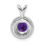 Sterling Silver Rhodium-plated Diam. & Amethyst Pendant - Image 4