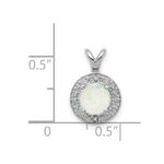 Sterling Silver Rhodium-plated Diam. & Created Opal Pendant - Image 5
