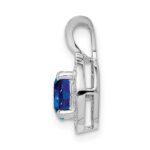 Sterling Silver Rhodium-plated Diam. & Created Sapphire Pendant - Image 3