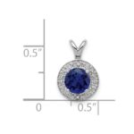 Sterling Silver Rhodium-plated Diam. & Created Sapphire Pendant - Image 5