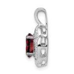 Sterling Silver Rhodium-plated Diam. & Garnet Pendant - Image 2