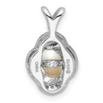 Sterling Silver Rhodium-plated Diam. & FW Cultured Pearl Pendant - Image 3