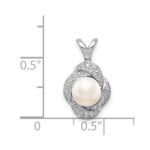 Sterling Silver Rhodium-plated Diam. & FW Cultured Pearl Pendant - Image 4