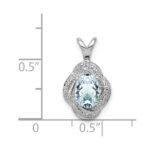 Sterling Silver Rhodium-plated Diam. & Aquamarine Pendant - Image 4