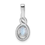 Sterling Silver Rhodium-plated Aquamarine & Diam. Pendant - Image 4