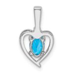 Sterling Silver Rhodium-plated Light Swiss Blue Topaz & Diam. Pendant - Image 3