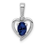 Sterling Silver Rhodium-plated Created Sapphire & Diam. Pendant
