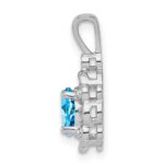 Sterling Silver Rhodium-plated Light Swiss Blue Topaz & Diam. Pendant - Image 2