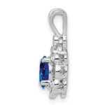 Sterling Silver Rhodium-plated Created Sapphire & Diam. Pendant - Image 2