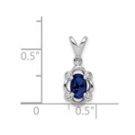 Sterling Silver Rhodium-plated Created Sapphire & Diam. Pendant - Image 3