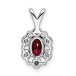 Sterling Silver Rhodium-plated Created Ruby & Diam. Pendant - Image 4