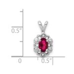 Sterling Silver Rhodium-plated Created Ruby & Diam. Pendant - Image 3