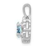 Sterling Silver Rhodium-plated Aquamarine & Diam. Pendant - Image 2