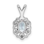 Sterling Silver Rhodium-plated Aquamarine & Diam. Pendant - Image 4