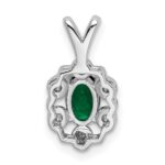 Sterling Silver Rhodium-plated Created Emerald & Diam. Pendant - Image 4