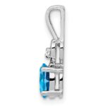 Sterling Silver Rhodium-plated Light Swiss Blue Topaz & Diam. Pendant - Image 2